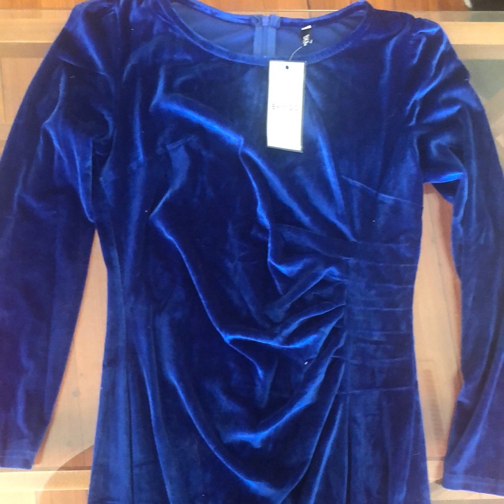 NBW M blue velvet dress, NWT